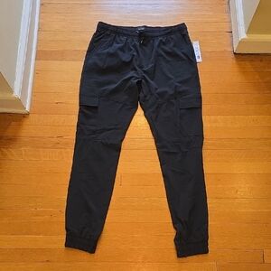 NWT, Joe's Jeans, Black Active Lightweight Drawstring Cargo Joggers, Women's XL